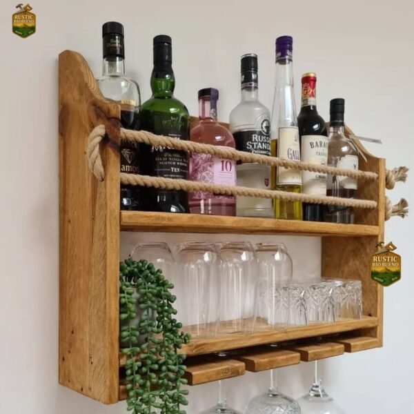 Repisa Cantina Flotante De Pared Porta Vinos Cava Rústico