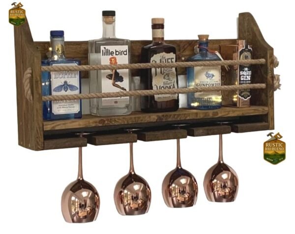 CAVA COLGANTE DE MADERA PARA VINO ESTILO RUSTICO