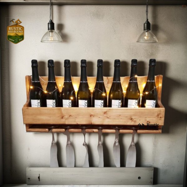 Cantinera De Madera Sólida Para Colgar Copas Botellas Vinos