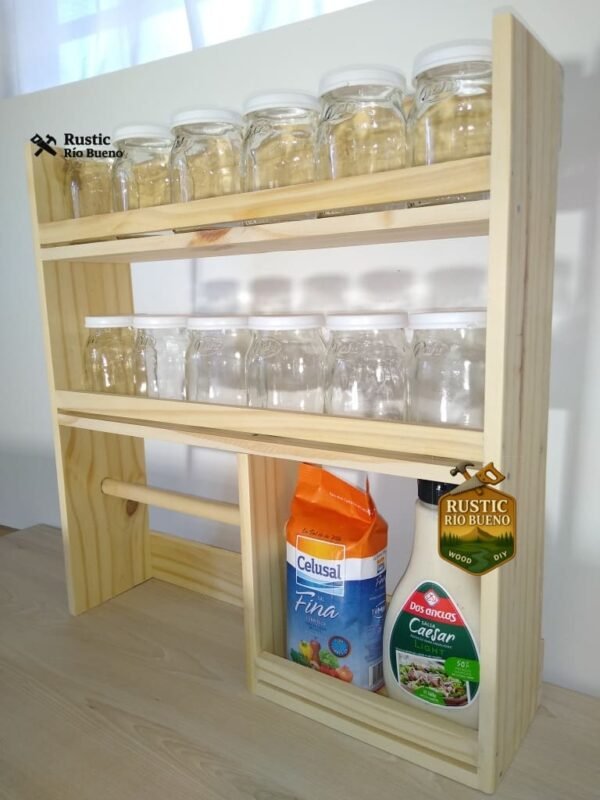 Repisa Especiero De Madera Con Portarrollo