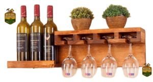 Porta Bar  Madera Cantinera Porta Botellas Y Copas Madera