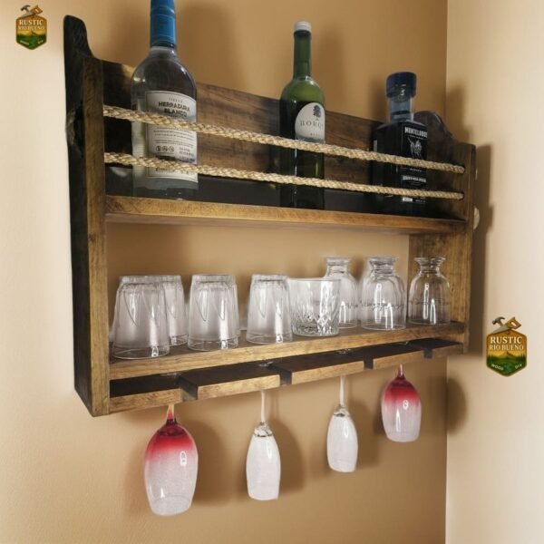 Repisa Cantina Flotante De Pared Porta Vinos Cava Rústico