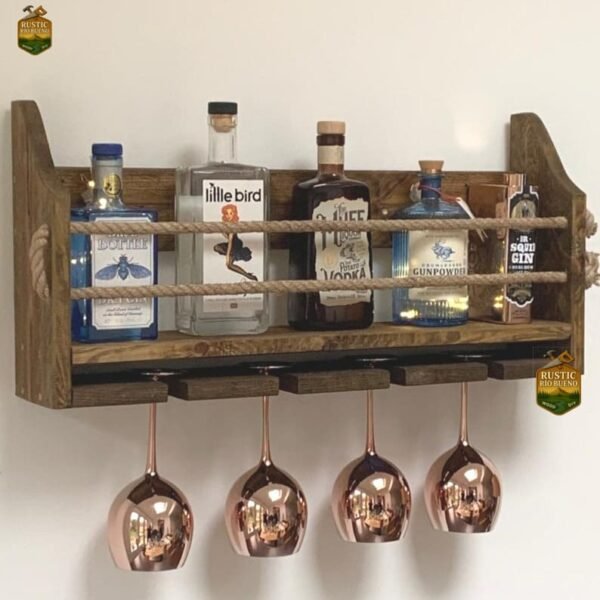CAVA COLGANTE DE MADERA PARA VINO ESTILO RUSTICO