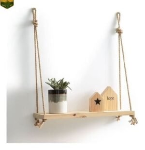 Estante Decorativo Con Cuerdas Madera  Rustica