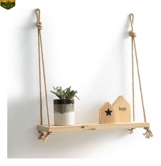 Estante Decorativo Con Cuerdas Madera  Rustica