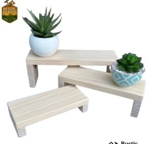 pack 3 exhibidor  de madera elevador de decoración