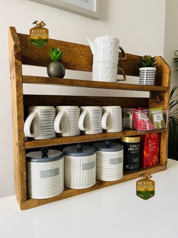 Estante De Cocina Especiero Rustico De Madera