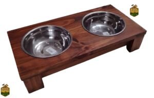comedero elevador para mascota perro o gato de madera