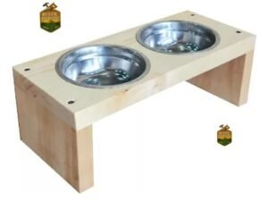 Comedero Para Mascotas  En Madera De Pino  Rustico