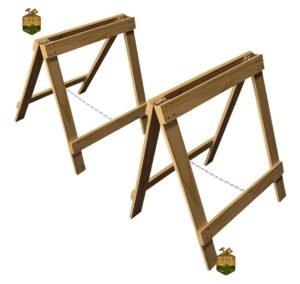 caballete  de madera x2  de tablón  mesa 80x 60 cm plegable