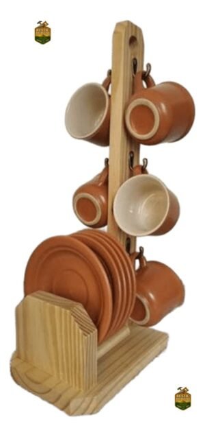 Porta Tazas  Y Platos Especial Decoración Madera Rustica