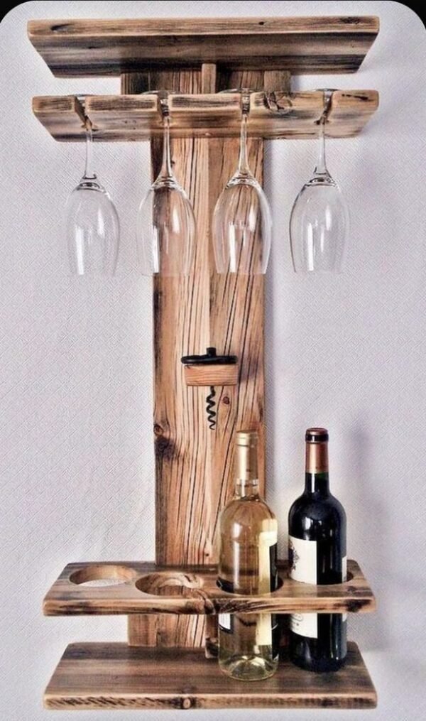 Bar Vino Y Copa De Madera Rustico Decoración