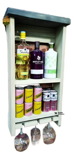 Porta Bar Para Botellas Y Copas De Madera Y Rustico
