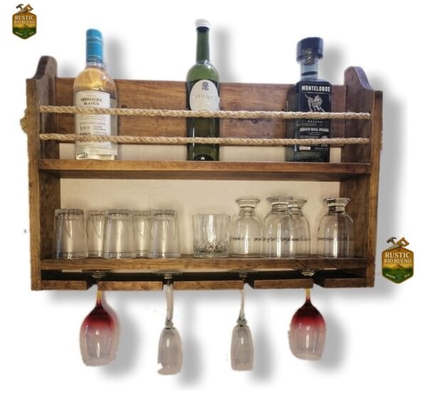 Repisa Cantina Flotante De Pared Porta Vinos Cava Rústico