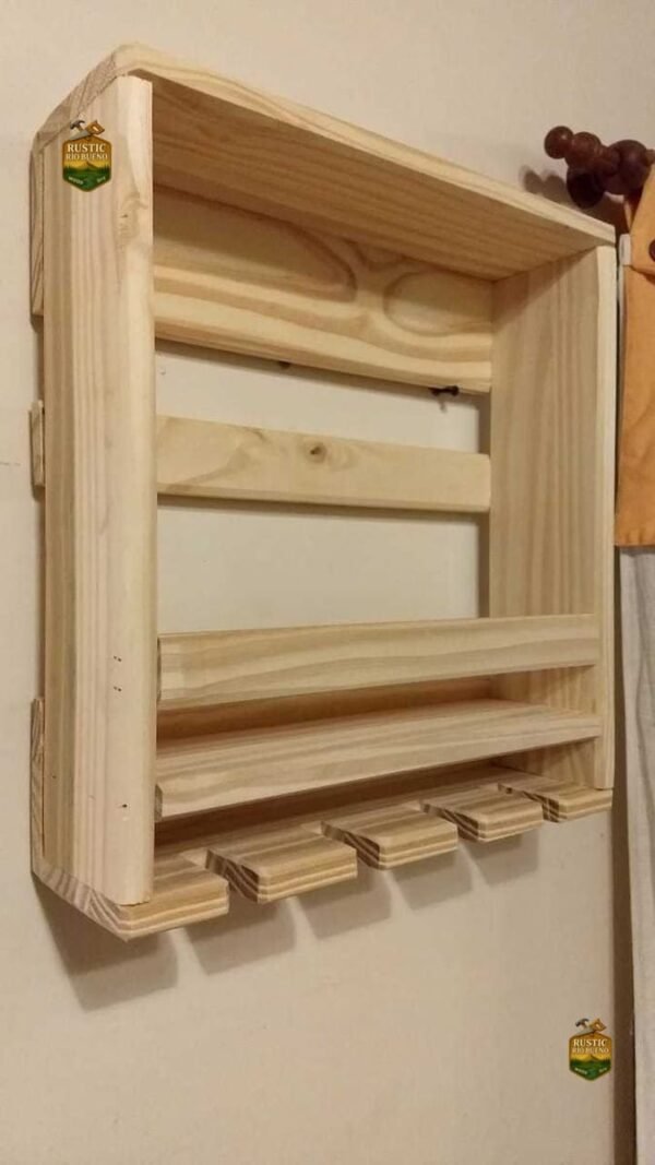 Porta Botellas Y Copas  Decoración De Madera Rustico