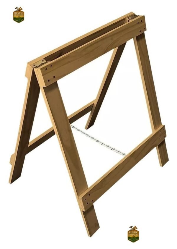 caballete  de madera x2  de tablón  mesa 80x 60 cm plegable