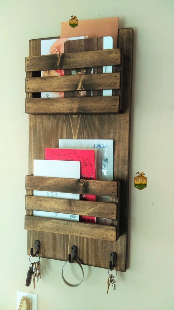Porta Cartas  Y   Llaves  Organizador De Madera Rustico - Copy
