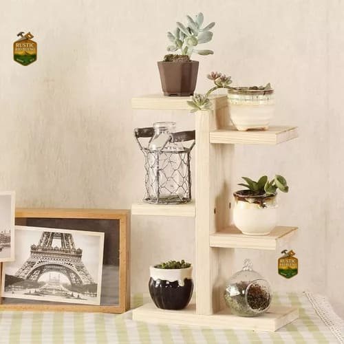Soporte De Madera O Estante De Plantas Suculentas Rustico