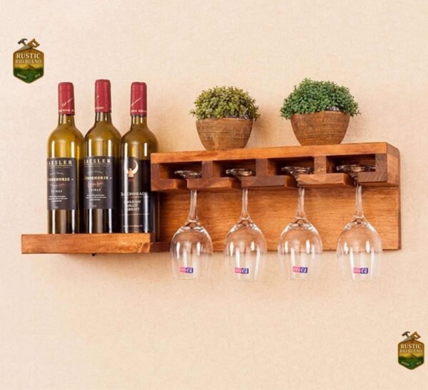 Porta Bar  Madera Cantinera Porta Botellas Y Copas Madera