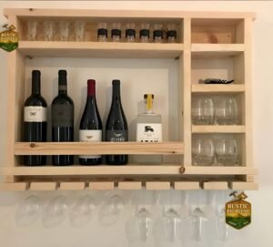 cantinera mini bar repisas para vinos de madera