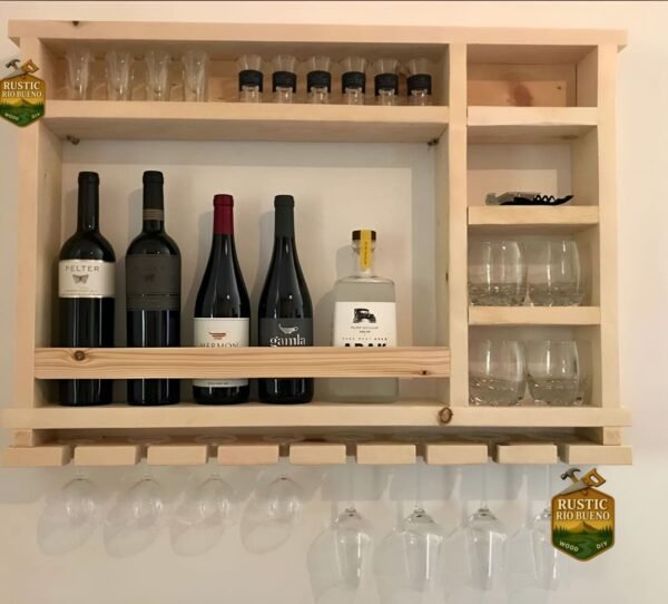 cantinera mini bar repisas para vinos de madera