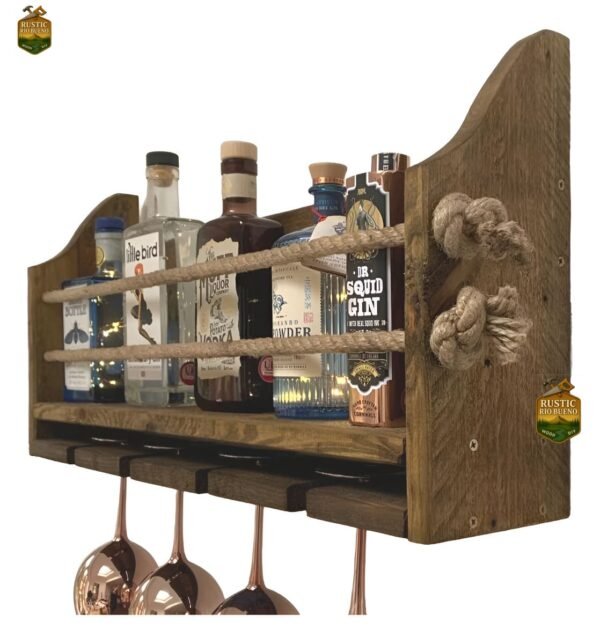 CAVA COLGANTE DE MADERA PARA VINO ESTILO RUSTICO