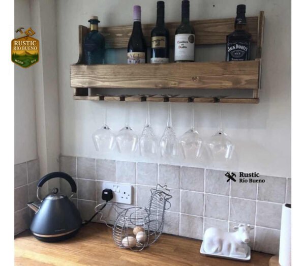 Cantinera De Madera Sólida Para Colgar Copas Botellas Vinos