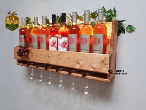 Cantinera De Madera Sólida Para Colgar Copas Botellas Vinos