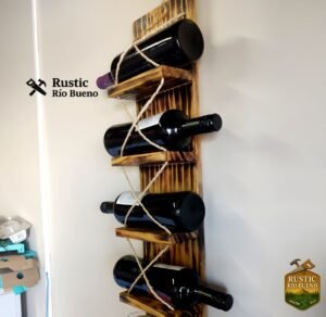 Porta Vino Rústico Estilo  Quemado Madera