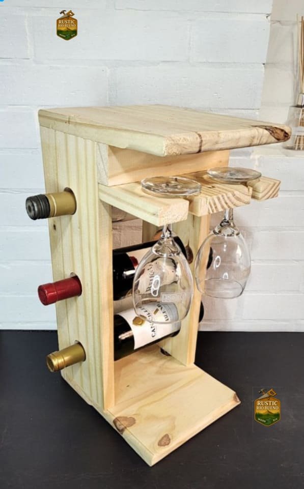 VINOTECA CAVA DE MADERA  Y COPAS