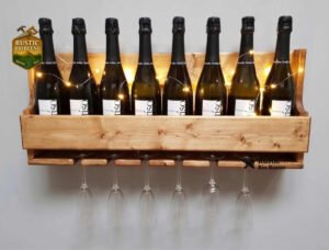 Cantinera De Madera Sólida Para Colgar Copas Botellas Vinos