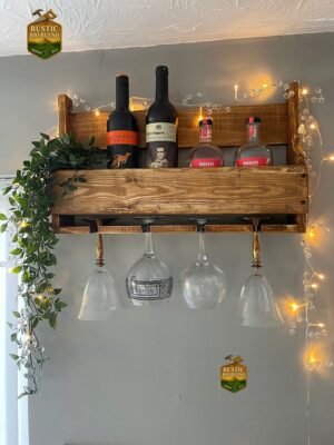 Cantinera Mini Bar Repisa Vinos Pared Madera Rustico