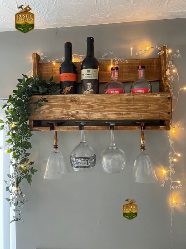 Cantinera Mini Bar Repisa Vinos Pared Madera Rustico