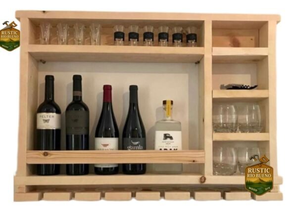 cantinera mini bar repisas para vinos de madera