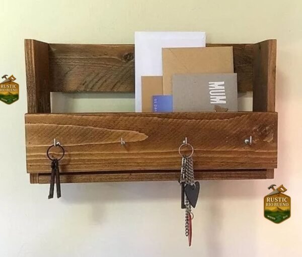 Porta Llaves Rustico De Madera Para Entrada Con Repisa