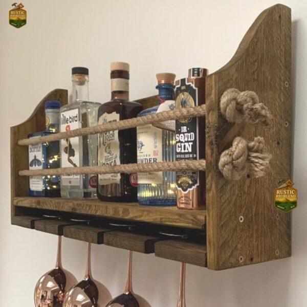 CAVA COLGANTE DE MADERA PARA VINO ESTILO RUSTICO