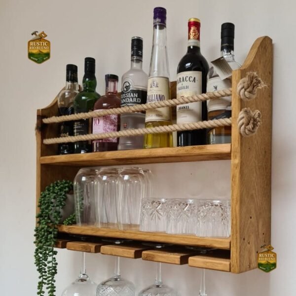estante para vino de madera rustico