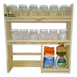 Repisa Especiero De Madera Con Portarrollo
