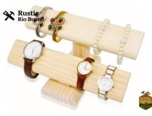 Soporte De Exhibición De Reloj De Madera De 2 Niveles