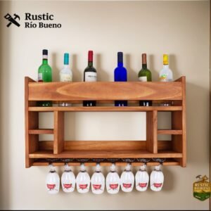 Bodega Vino Cava 6 Vinos 8 Copa Colgar Copero Rustico Madera