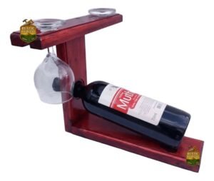 Porta Vino Cava Vinoteca Recta 2 Copas De Madera