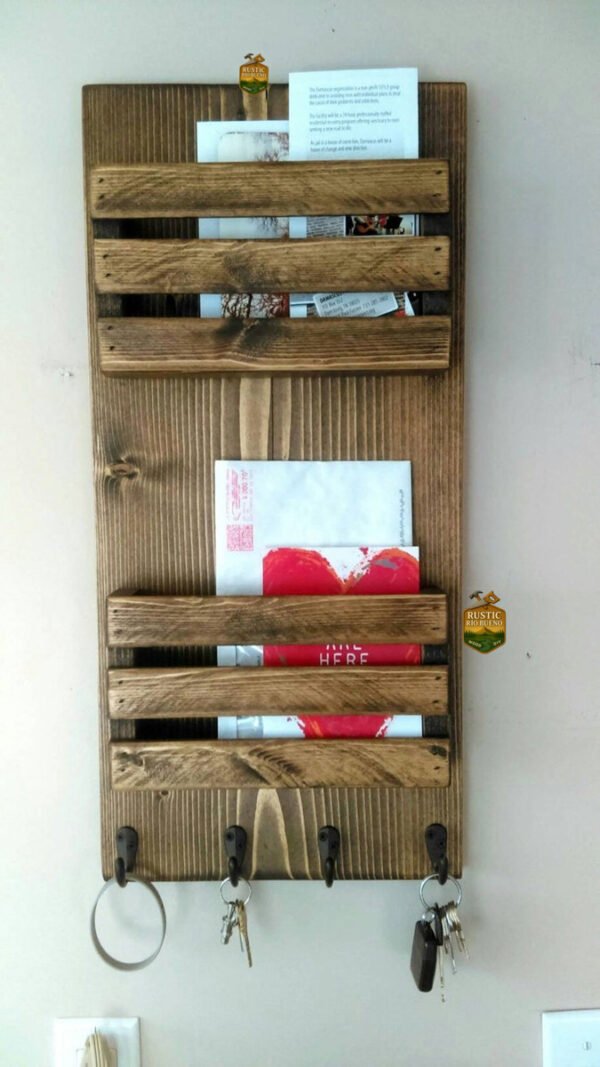 Porta Cartas  Y   Llaves  Organizador De Madera Rustico - Copy