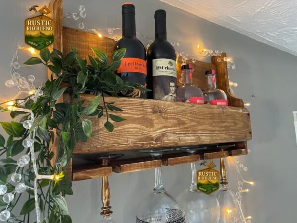 Cantinera Mini Bar Repisa Vinos Pared Madera Rustico