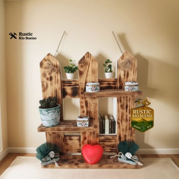 Estante  De Madera Rustico De Decoración