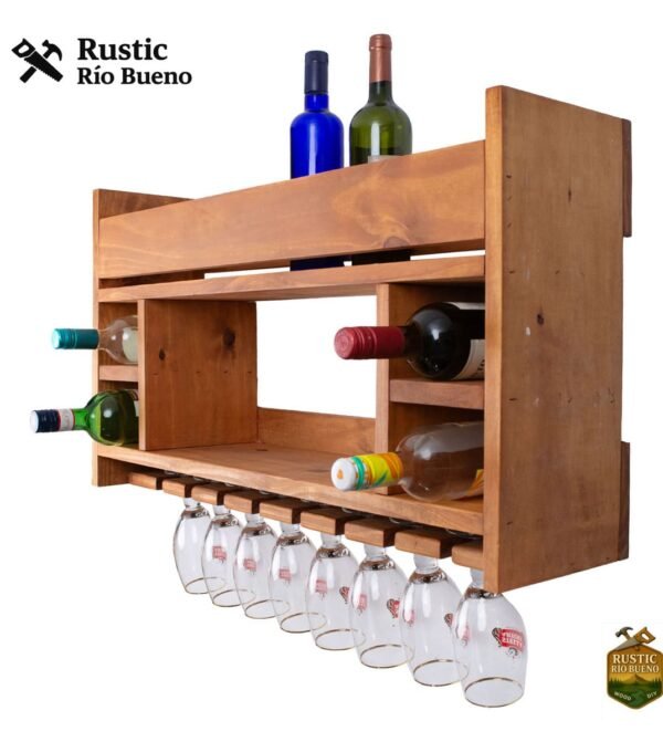Bodega Vino Cava 6 Vinos 8 Copa Colgar Copero Rustico Madera