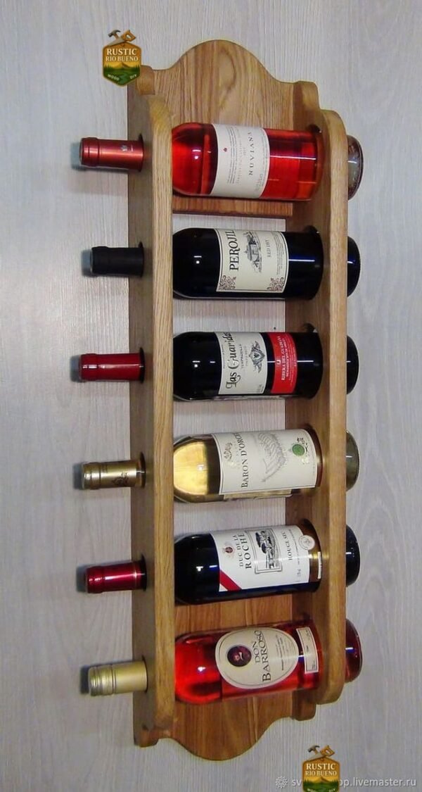 Porta Botella  Para Vino De  Madera  Soporte 6vinos