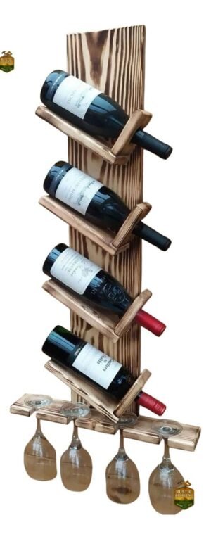 Vinoteca Cava Porta Vino Y Copas  Madera Pino Rustico