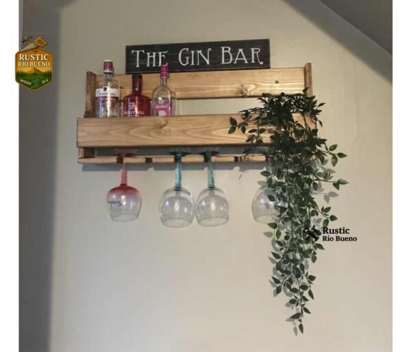 Cantinera De Madera Sólida Para Colgar Copas Botellas Vinos