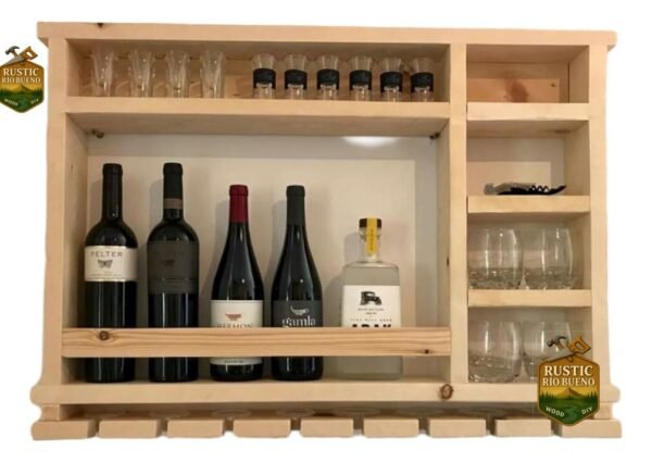cantinera mini bar repisas para vinos de madera