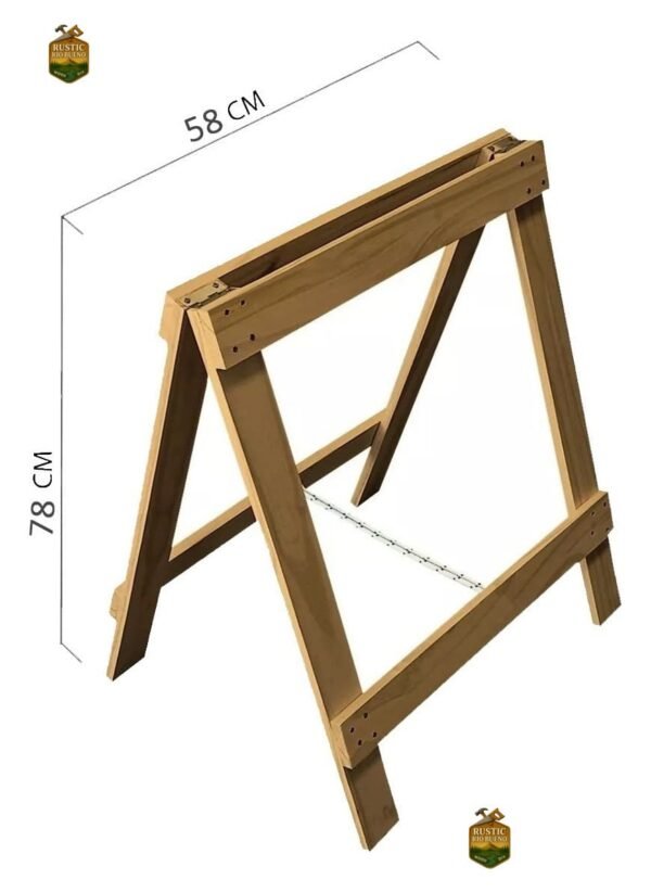 caballete  de madera x2  de tablón  mesa 80x 60 cm plegable